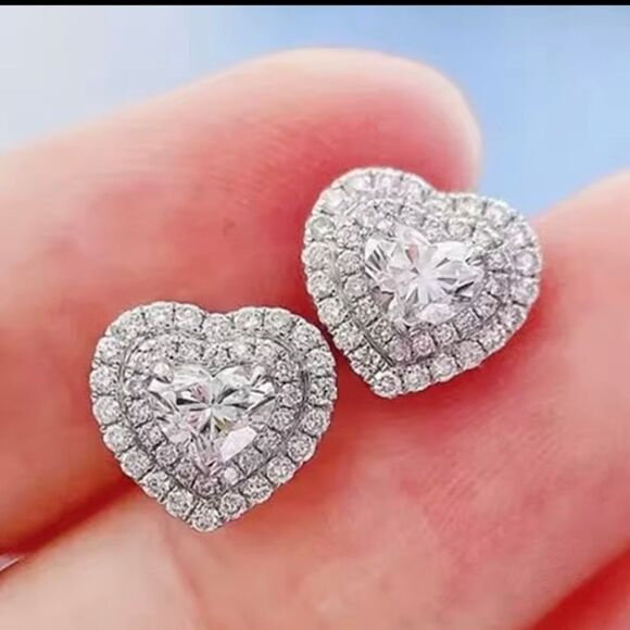 Diamond Heart Earrings - Picture 1 of 4